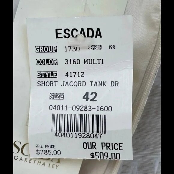 ESCADA KLEID JACQUARD SLEEVELESS SHIFT DRESS 42/14 - Picture 9 of 11